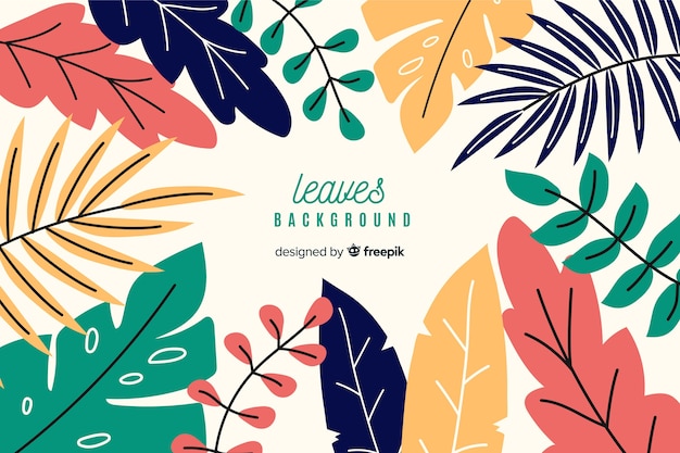 Free Vector colorful hand drawn leaves background