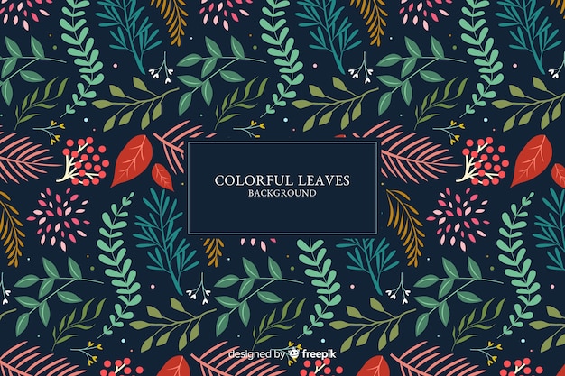 Colorful hand drawn leaves background