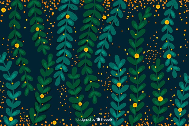 Colorful hand drawn leaves background