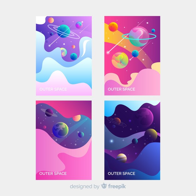 Colorful hand drawn outer space banner