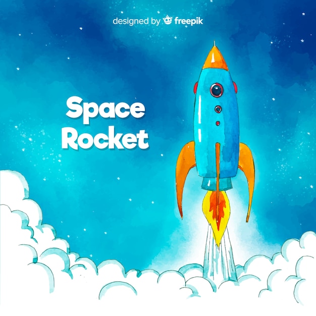 Colorful hand drawn rocket