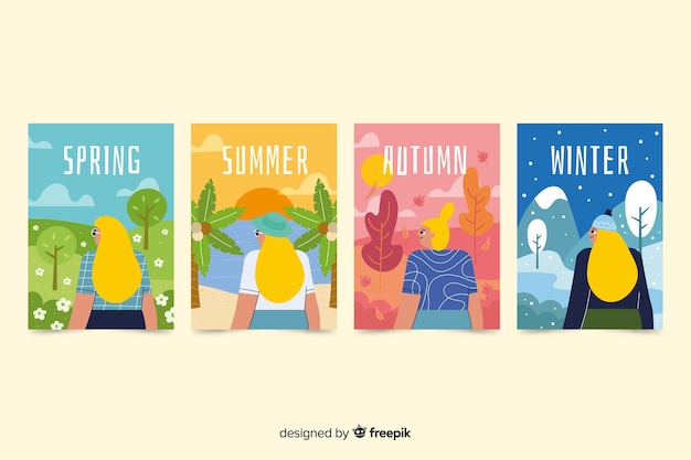 Free vector colorful hand drawn seasonal poster pack