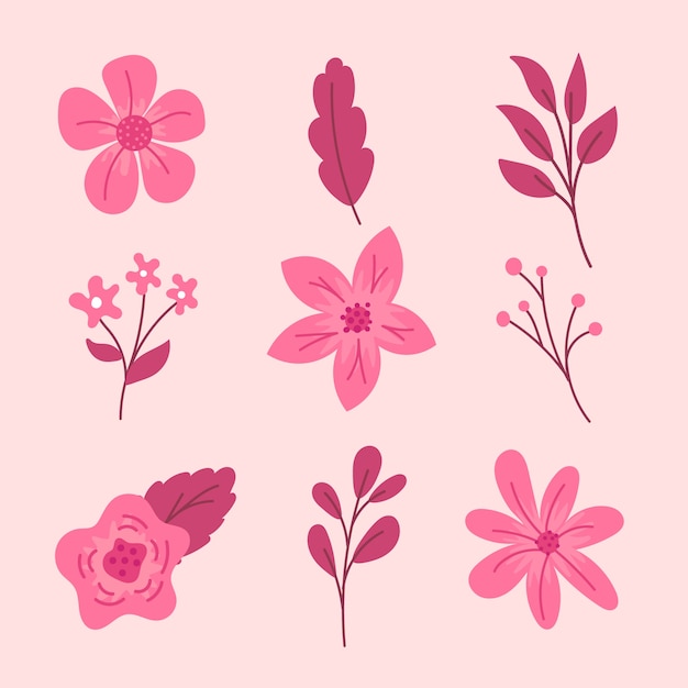 Free Vector colorful hand drawn spring flower collection