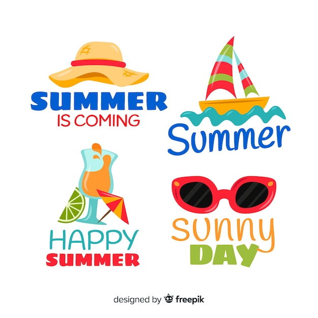 Free vector colorful hand drawn summer badge collection