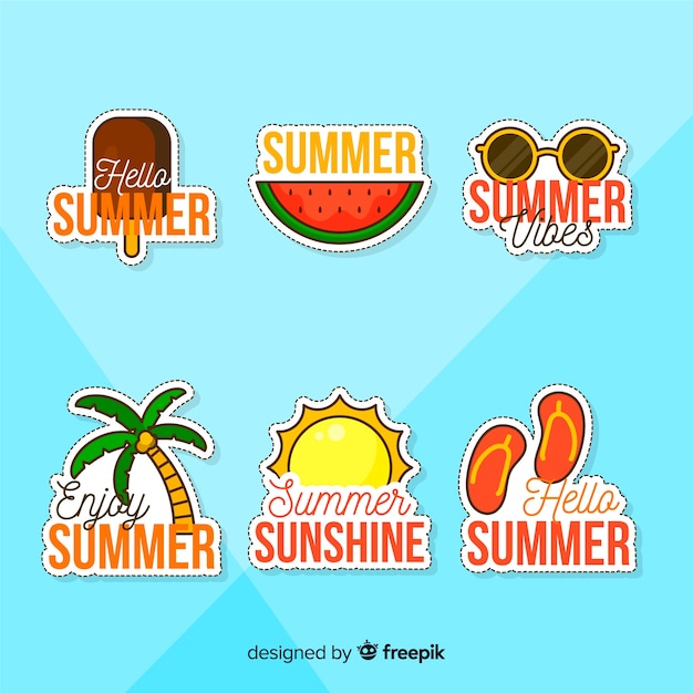 Free Vector colorful hand drawn summer sticker collection