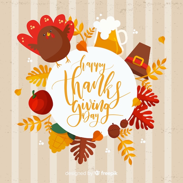 Free Vector colorful hand drawn thanksgiving day background