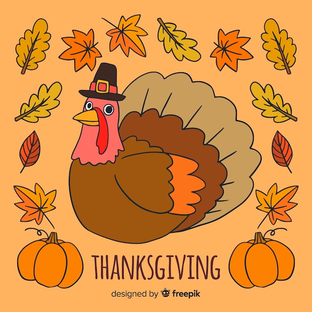 Free vector colorful hand drawn thanksgiving day background