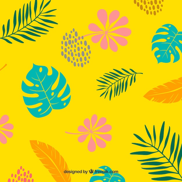 Colorful hand drawn tropical pattern