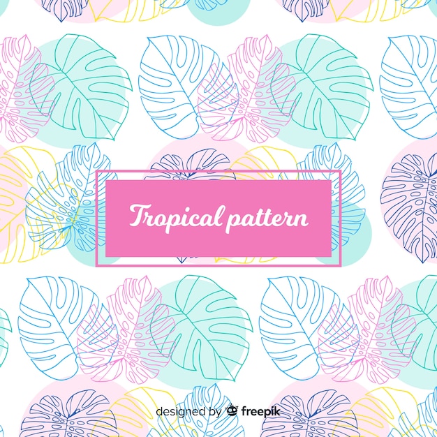 Colorful hand drawn tropical pattern