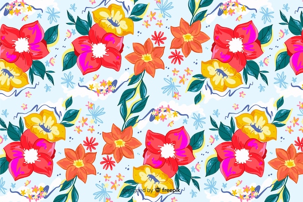 Free Vector colorful hand painted flowers background