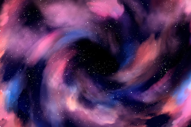 Colorful hand painted galaxy background