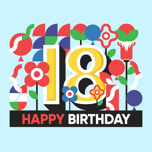 Free Vector colorful happy 18th birthday background