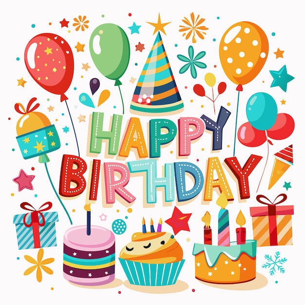 Free vector colorful happy birthday illustration