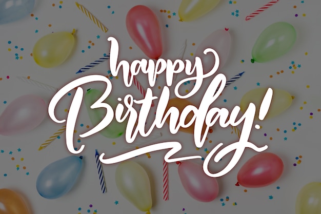 Colorful happy birthday lettering wish concept