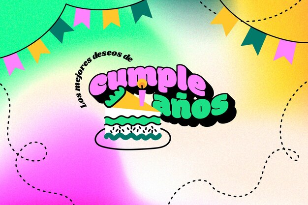 Colorful Happy birthday in Spanish background