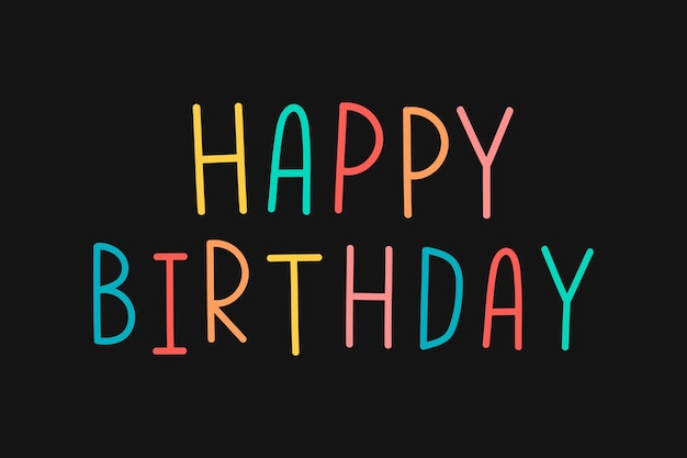 Free Vector colorful happy birthday typography on a black background