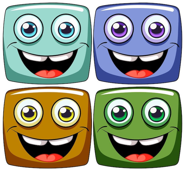 Colorful Happy Faces Vector Set