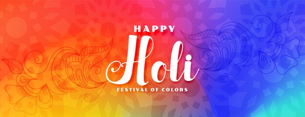 Colorful happy holi festival wishes banner