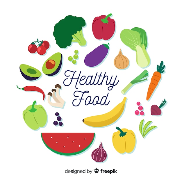 Colorful healthy food background template