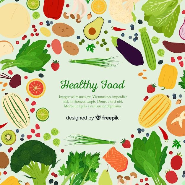 Colorful healthy food background template