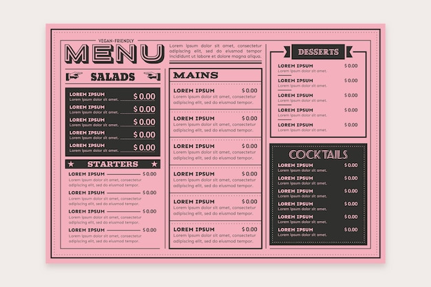 Colorful healthy food restaurant menu template