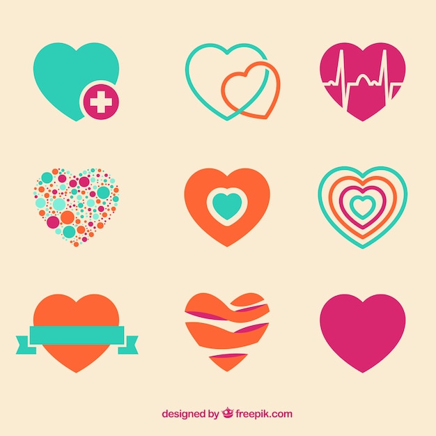 Colorful heart icons