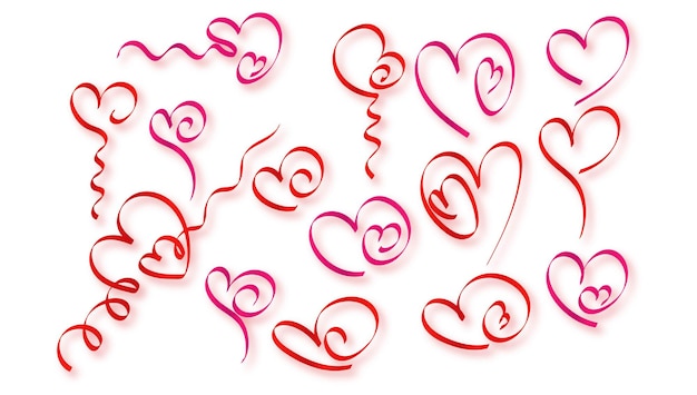 Free Vector colorful hearts of ribbon set design