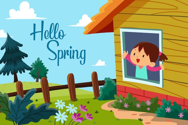 Free Vector colorful hello spring concept