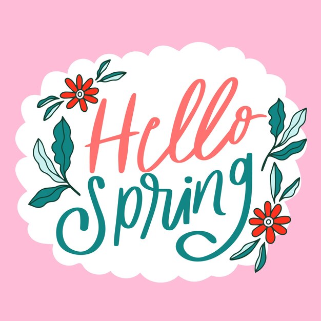 Colorful hello spring lettering