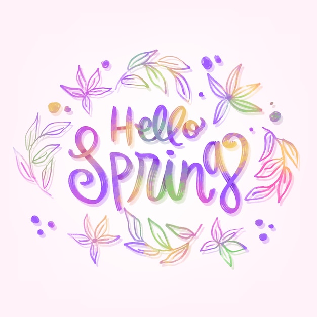 Colorful hello spring lettering