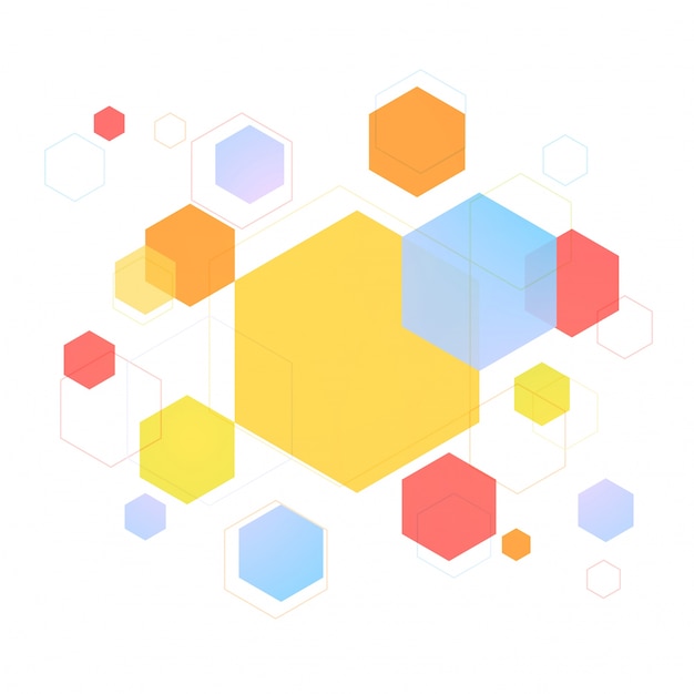  Colorful hexagon or hexagonal geometric elements, Modern abstract background or texture. 