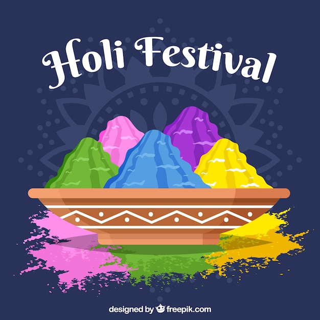 Colorful holi festival background in flat style