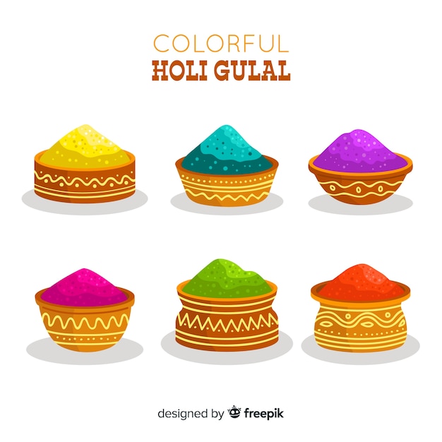 Free Vector colorful holi festival gulal set