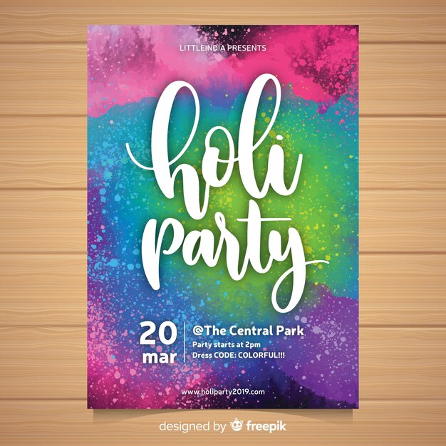 Colorful holi festival party poster