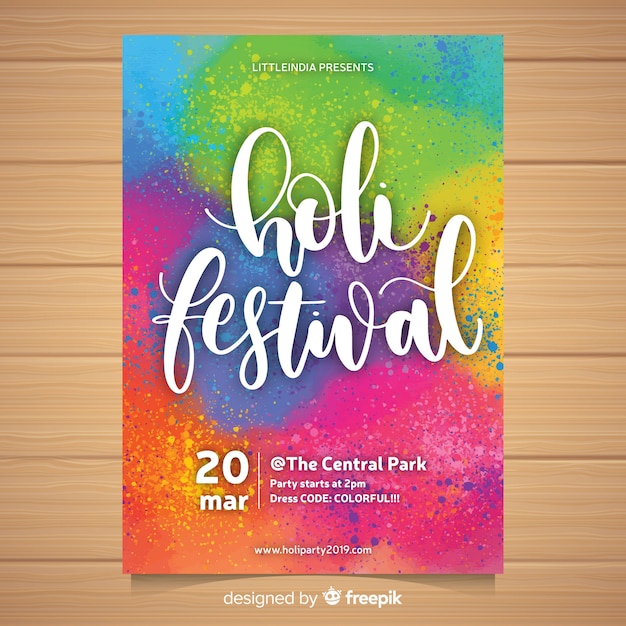 Colorful holi festival party poster