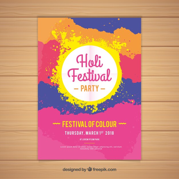 Colorful holi festival poster template