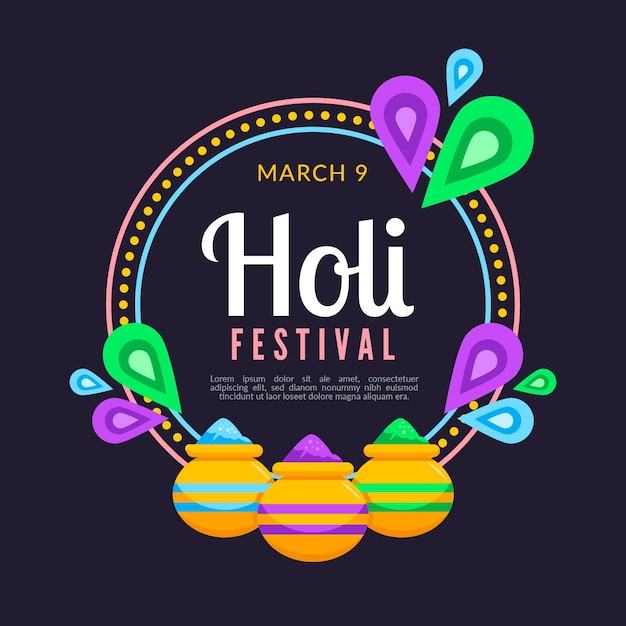 Free Vector colorful holi festival with gulal