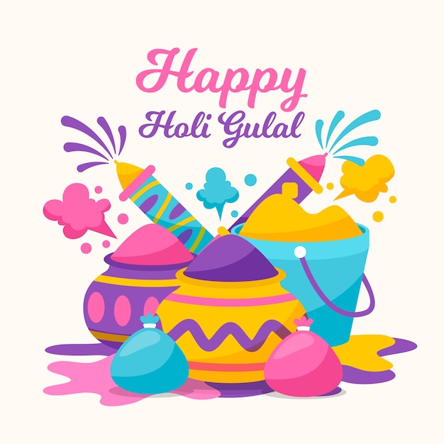 Colorful holi gulal flat design