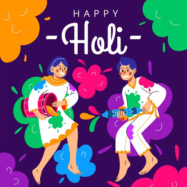 Colorful holi gulal illustration