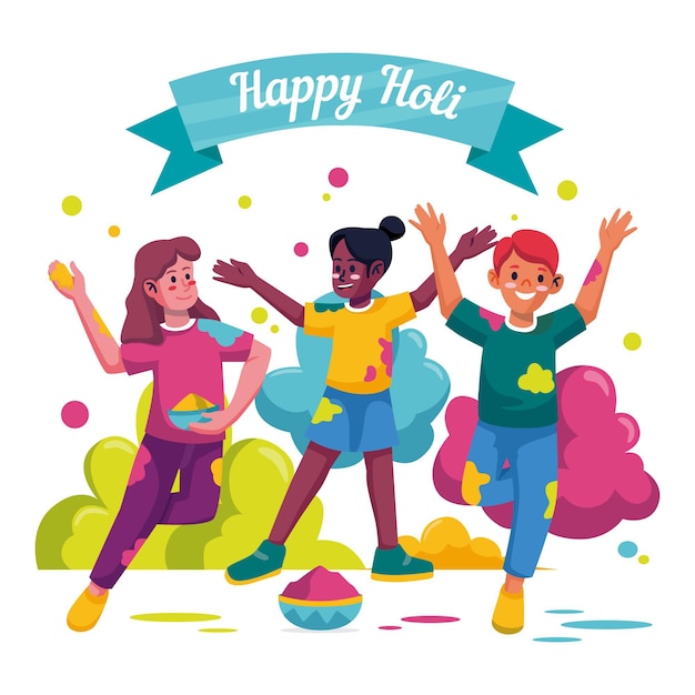 Free Vector colorful holi gulal illustration