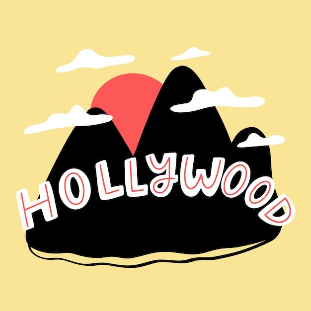 Free Vector colorful hollywood city lettering