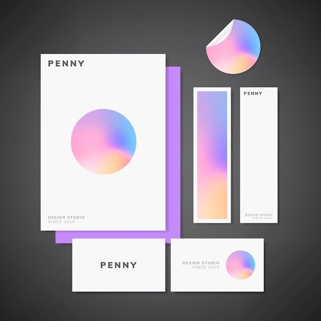 Colorful holographic gradient background design set