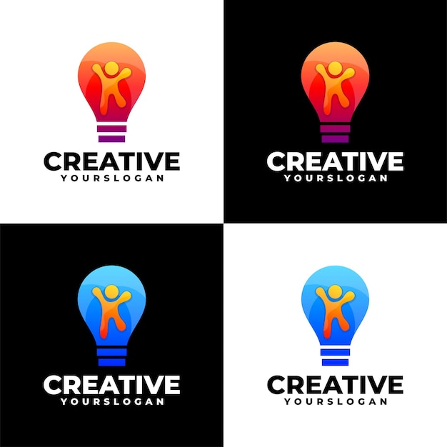 Free vector colorful human bulb logo design