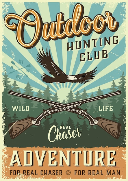 Colorful hunting poster