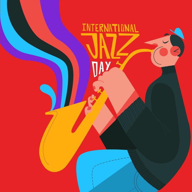 Colorful illustration of saxophone player