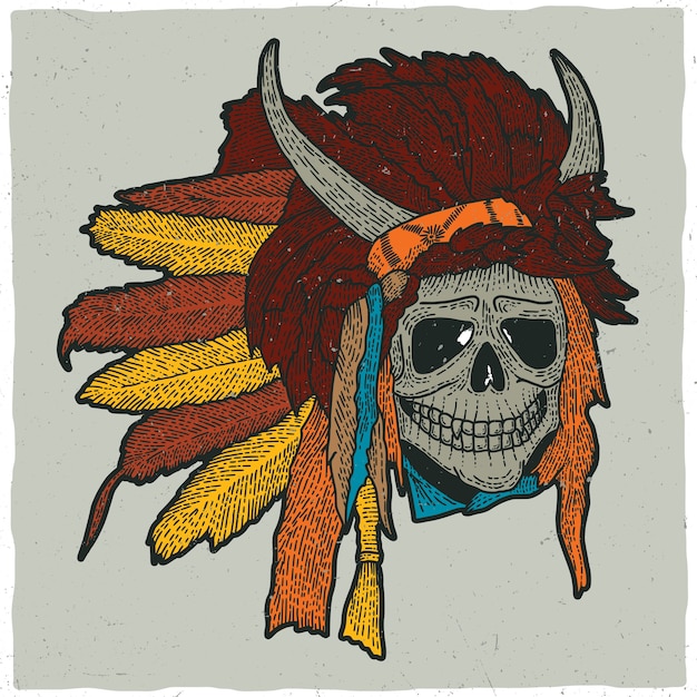 Free vector colorful indian skull mask illustration