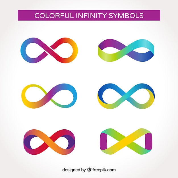 Free vector colorful infinity symbol collection with flat design