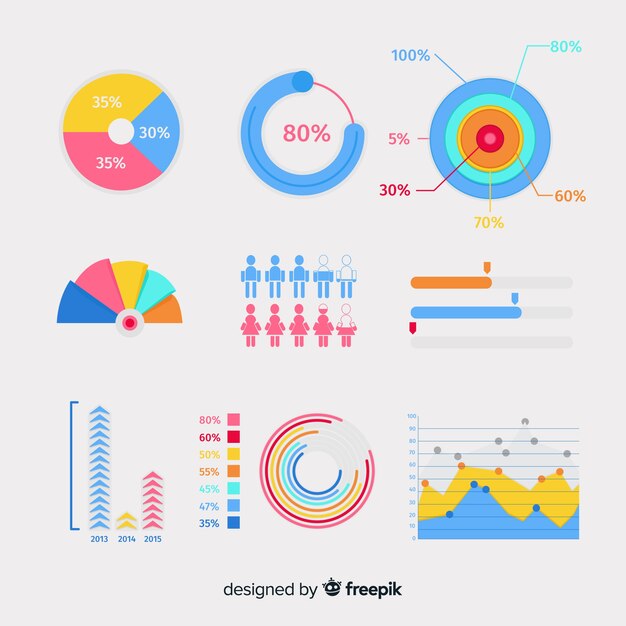 Colorful infographic element collection with flat design