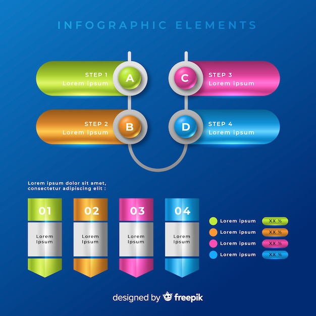 Colorful infographic element templates collection