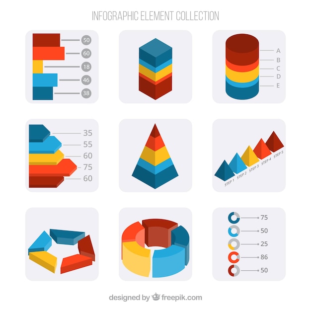 Colorful infographic elements collection in flat style